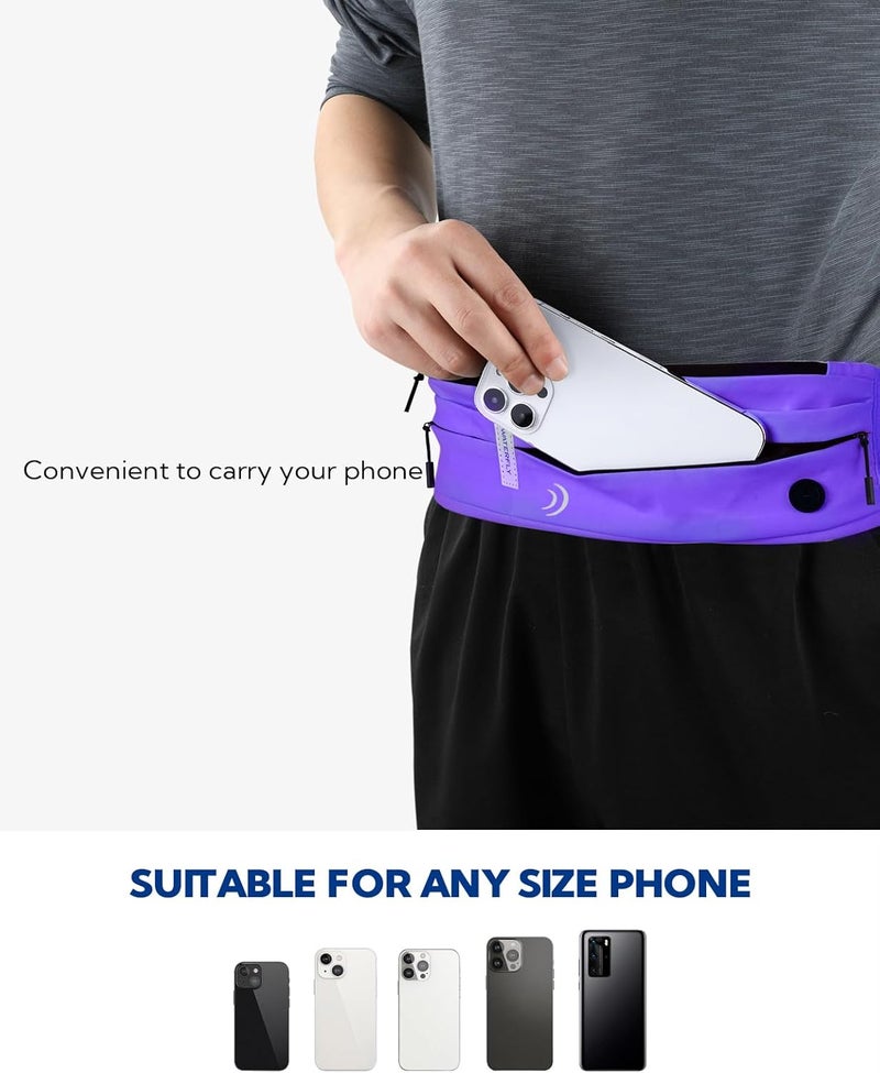WATERFLY Running Belt Fanny Pack: Runner Marathon Jogging Waist Pack Sport Workout Exercise Fitness Phone Holder Belt for Men Women Jogger Slim Waistband - Image 3