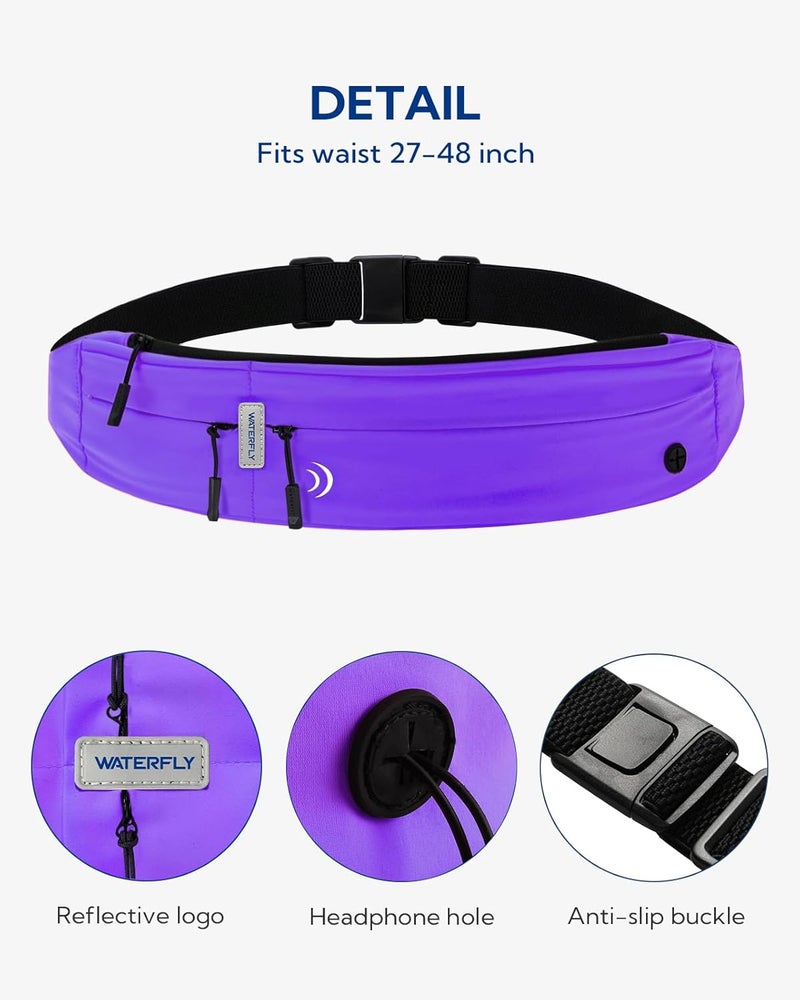 WATERFLY Running Belt Fanny Pack: Runner Marathon Jogging Waist Pack Sport Workout Exercise Fitness Phone Holder Belt for Men Women Jogger Slim Waistband - Image 5