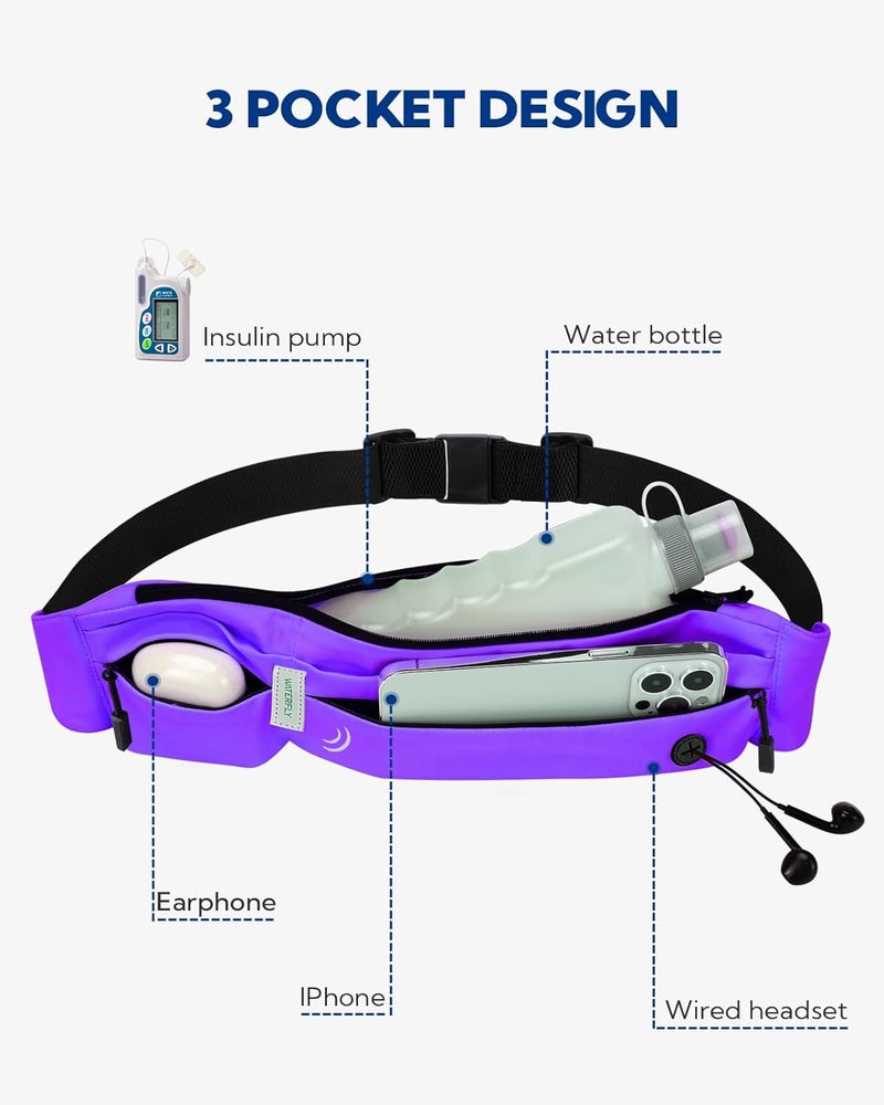WATERFLY Running Belt Fanny Pack: Runner Marathon Jogging Waist Pack Sport Workout Exercise Fitness Phone Holder Belt for Men Women Jogger Slim Waistband - Image 4
