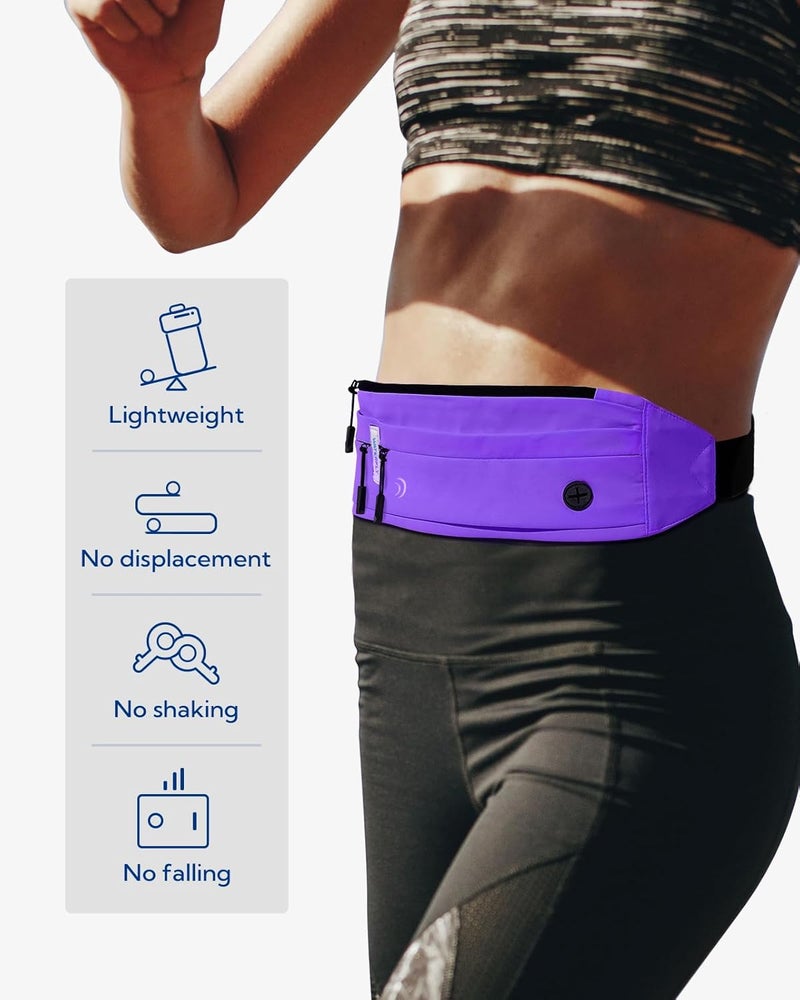 WATERFLY Running Belt Fanny Pack: Runner Marathon Jogging Waist Pack Sport Workout Exercise Fitness Phone Holder Belt for Men Women Jogger Slim Waistband - Image 2