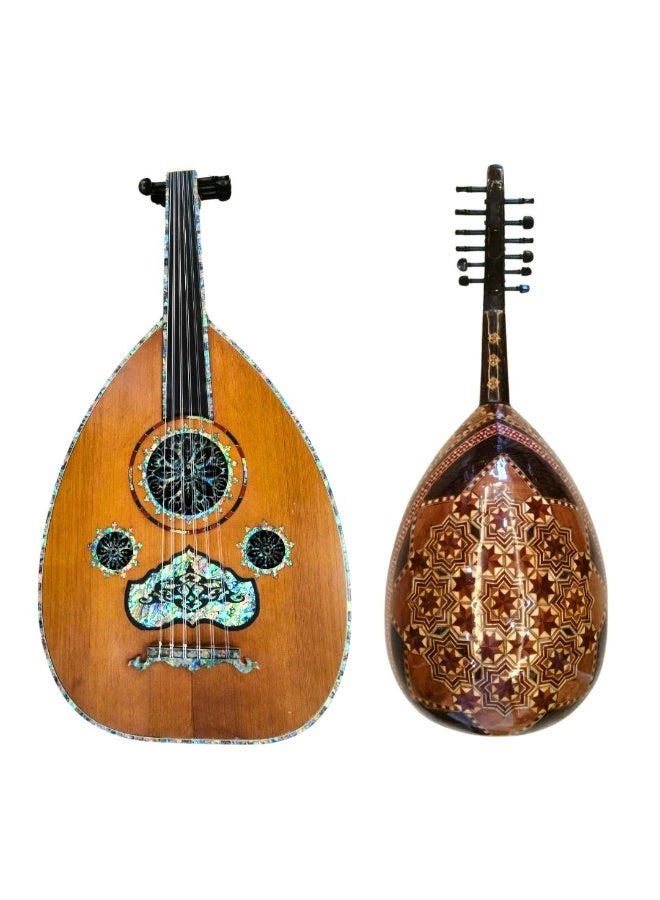 Al-Karz Music Musical Oud Professional Pearl Inlay Ashraf Hassan Alalami Cedar Top Full Pearl Back Ebony Pegs 