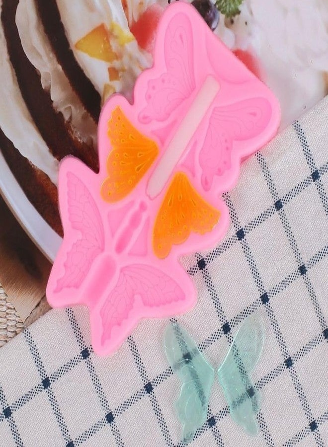 Skytail 2pc 3 Cavity Silicone Butterfly Fondant Molds for Baking Chocolate Candy Cake Decoraion Cupcake Topper Sugacraft Gumpaste Cookie Biscuit Frosen Jelly Treats Gummy Clay DIY Resin Jewelry Molds - Image 3