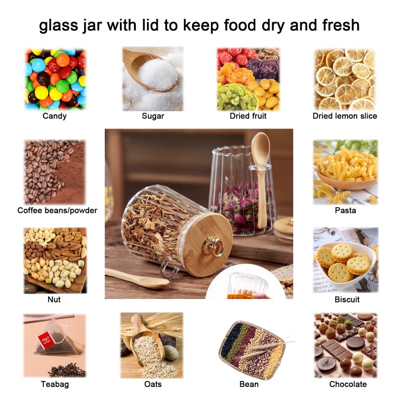 CNWSGEM Sugar Bowls Sugar Container 25.36 FL OZ Glass Coffee Canister Airtight Food Storage Jar with Lid and Spoon Candy Jar Coffee Bar Accessories Storage Beans Powder (Oval) - Image 4