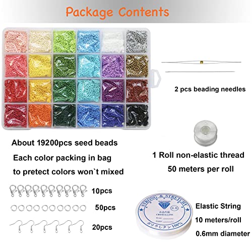 Bala&Fillic 2mm Round Size Almost Uniform Seed Beads with Beading Tool, About 18000pcs in Box 24 Multicolors Assortment 12/0 Small Craft Seed Beads for Earring Making - Image 5