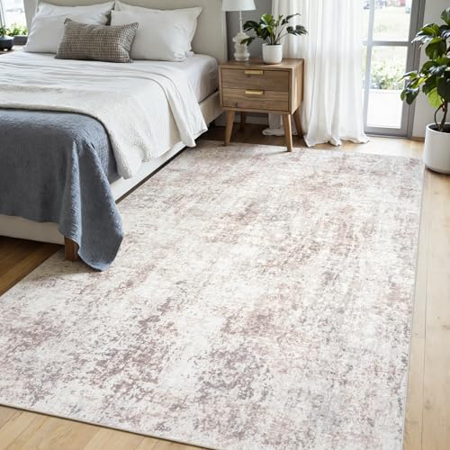 Gent drizz Area Rugs 5x7 Living Room: Large Soft Washable Rug Modern Abstract Anti-Skid Non-Shedding Carpet Indoor Floor Thin Carpets for Bedroom Dining Room Farmhouse Nursery Home Office Beige Grey - Image 3