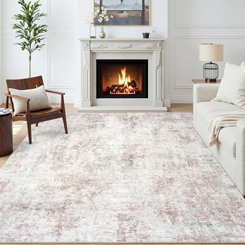 Gent drizz Area Rugs 5x7 Living Room: Large Soft Washable Rug Modern Abstract Anti-Skid Non-Shedding Carpet Indoor Floor Thin Carpets for Bedroom Dining Room Farmhouse Nursery Home Office Beige Grey - Image 2