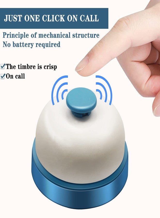 Arbootjin Call Bell,Service Bell Desk Bell Dinner Desk Bell Front Desk Bell,2.8 inch Metal Anti-Rust Desktop Call Bell for Hotels,Restaurants,Offices, Schools,Reception (Blue) - Image 3