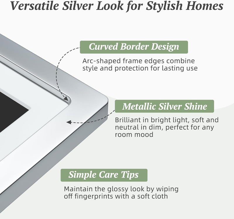 Frameo WiFi Digital Photo Frame Silver 10.1 Inch Digital Picture Frame, 32GB Memory, 1280*800 HD IPS Touch Display, Auto-Rotation, Share Photos Videos via Frameo APP, Gifts for Women Men, Satin Silver - Image 2