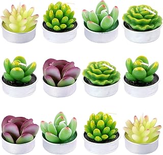 Swpeet Swpeet 12Pcs Decorative Succulent Cactus Tealight Candles Kit, Cute Smokeless Succulent Plants Perfect for Candles - Image 1