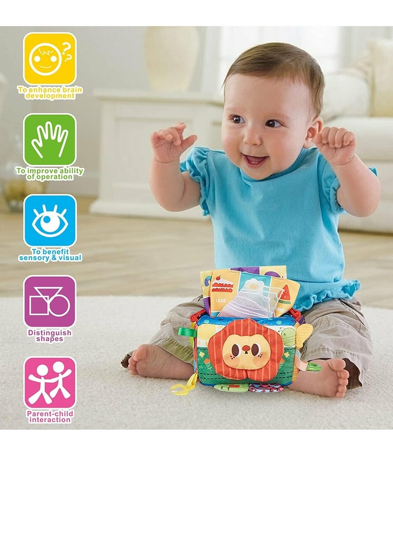 Baby Tissue Box Toy, Montessori Toys for Babies 6-18 Months Boys Girls, Magic Tissue Box Baby Sensory Toys with Mirror Teether Rattle, Toddler Travel Toys Birthday Gifts - Image 4
