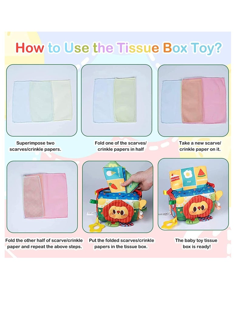 Baby Tissue Box Toy, Montessori Toys for Babies 6-18 Months Boys Girls, Magic Tissue Box Baby Sensory Toys with Mirror Teether Rattle, Toddler Travel Toys Birthday Gifts - Image 5