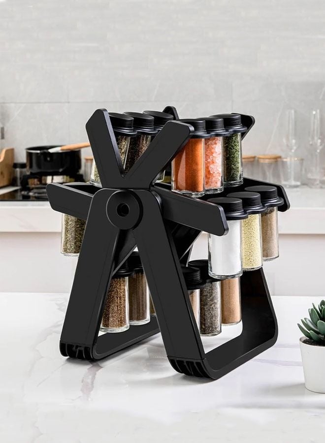 Denx Spice Jar Set with 18 Spice Jars 360 Degree Rotation Spice Rack - Image 1