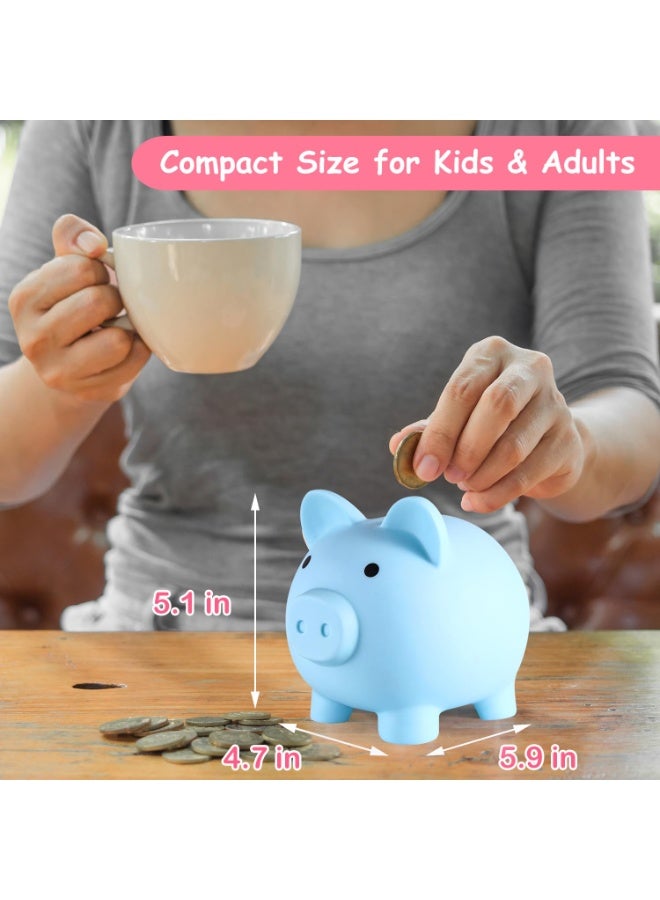 Unbreakable Plastic Piggy Bank, Medium Size Coin Money Bank for Girls and Boys, Blue - Image 5