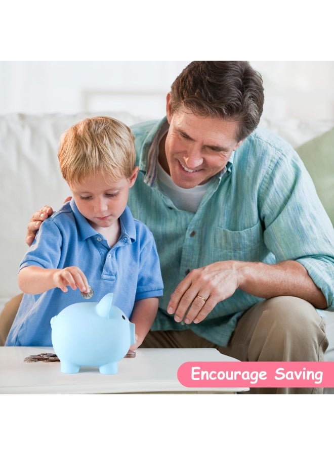 Unbreakable Plastic Piggy Bank, Medium Size Coin Money Bank for Girls and Boys, Blue - Image 2