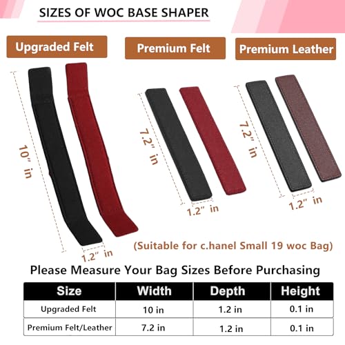 OAikor Base Shaper for WOC Handbag Small, C hanel WOC Base Shaper with Wings,Saver and Insert for Wallet on Chain Bag, Ultimate Protection and Support (Wine 10" x 1.2") - Image 3