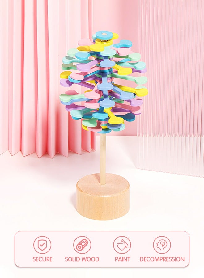 GROIC Wooden Spiral Sensory Fidget Toys Wooden Lollipop Stress Relief Toy, 2023 New Magic Rotating Novelty Gadgets Relief Fidget Decompression Toys, Multi-color Wood Spiral Sensory Toys - Image 2