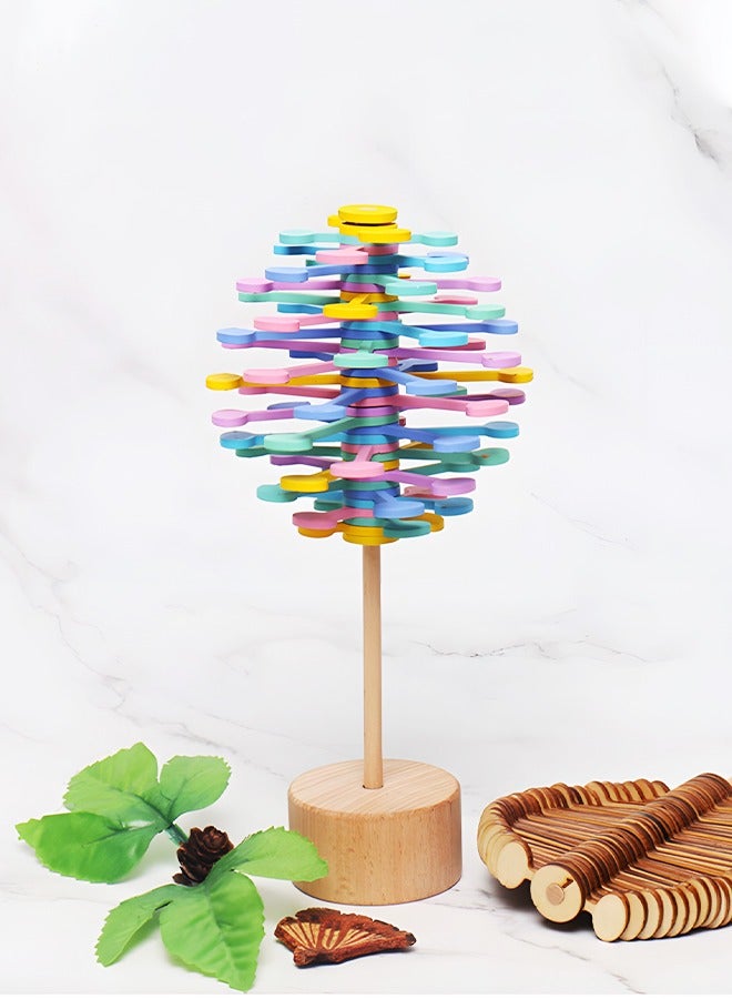 GROIC Wooden Spiral Sensory Fidget Toys Wooden Lollipop Stress Relief Toy, 2023 New Magic Rotating Novelty Gadgets Relief Fidget Decompression Toys, Multi-color Wood Spiral Sensory Toys - Image 5