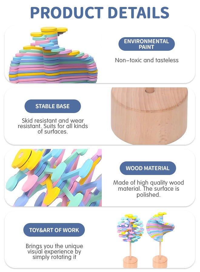 GROIC Wooden Spiral Sensory Fidget Toys Wooden Lollipop Stress Relief Toy, 2023 New Magic Rotating Novelty Gadgets Relief Fidget Decompression Toys, Multi-color Wood Spiral Sensory Toys - Image 3