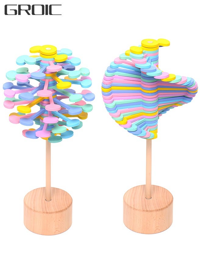 GROIC Wooden Spiral Sensory Fidget Toys Wooden Lollipop Stress Relief Toy, 2023 New Magic Rotating Novelty Gadgets Relief Fidget Decompression Toys, Multi-color Wood Spiral Sensory Toys - Image 1