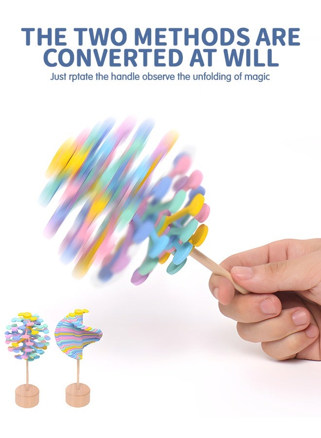 GROIC Wooden Spiral Sensory Fidget Toys Wooden Lollipop Stress Relief Toy, 2023 New Magic Rotating Novelty Gadgets Relief Fidget Decompression Toys, Multi-color Wood Spiral Sensory Toys - Image 4