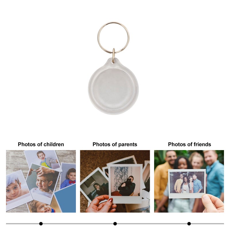 50Pcs Portable Photo Keyrings Personalised Round Picture Frame Keyring - Image 1