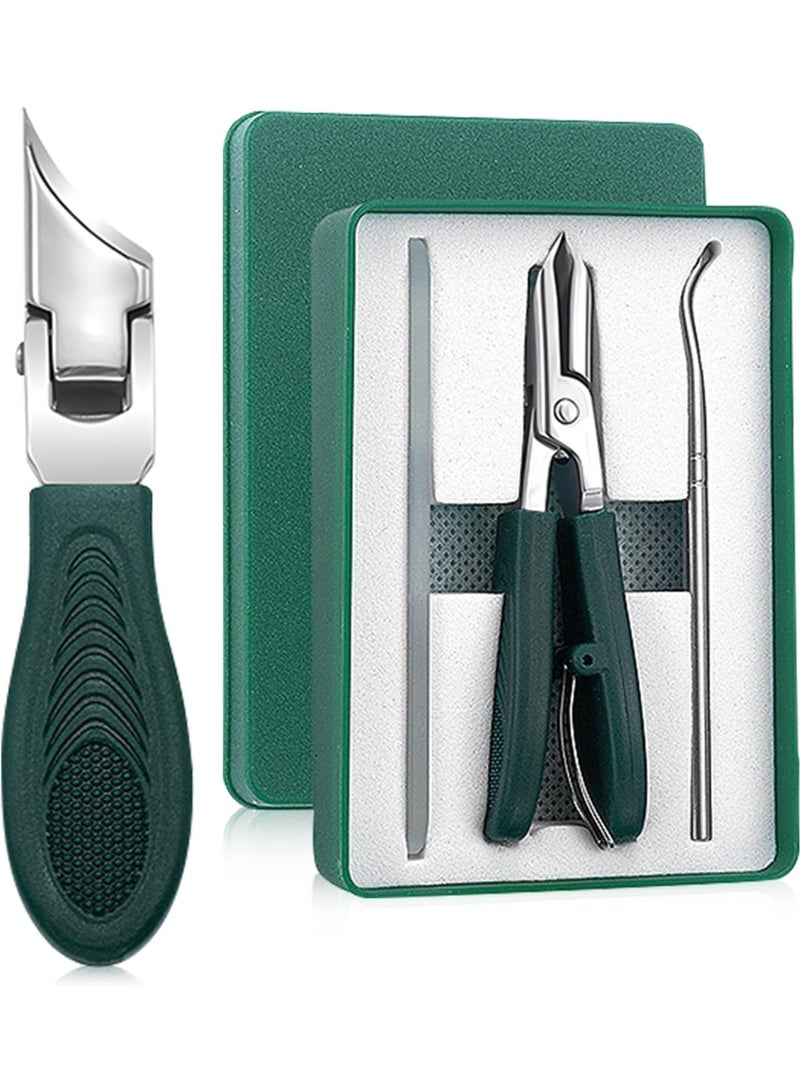 3-Pack Eagle Beak Nail Clippers Set - Wide Jaw Slanted Design with Anti-Splash Guard | Long Handle Ingrown Toenail Clippers for Men, Women & Seniors Nail Care  - Image 1