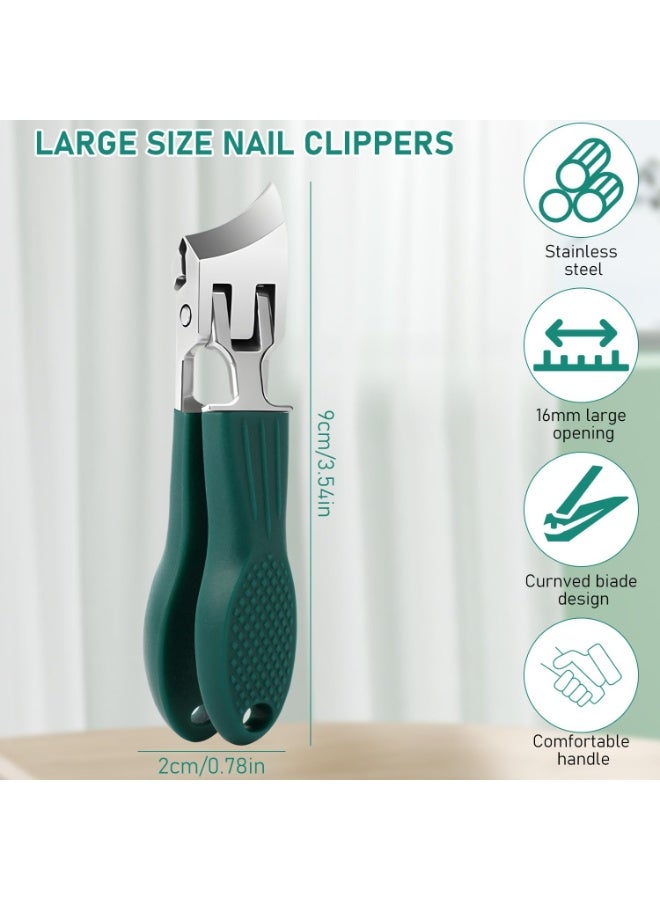 3-Pack Eagle Beak Nail Clippers Set - Wide Jaw Slanted Design with Anti-Splash Guard | Long Handle Ingrown Toenail Clippers for Men, Women & Seniors Nail Care  - Image 3