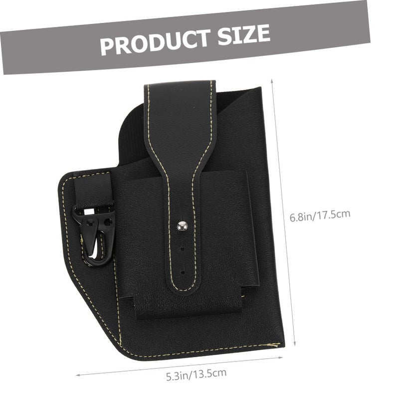 Mens Leather Waist Pouch Bag for Phone Keys Outdoor Activities Black - Image 3