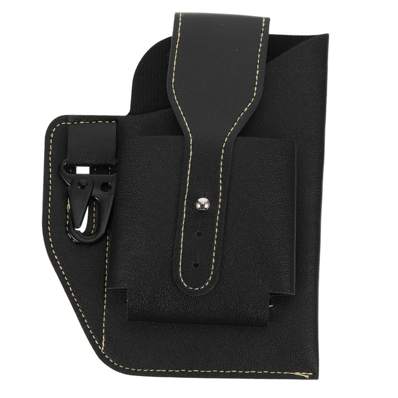 Mens Leather Waist Pouch Bag for Phone Keys Outdoor Activities Black - Image 2