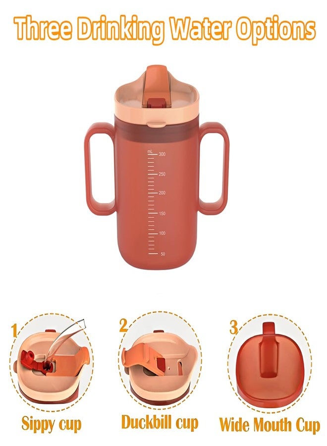 ACUDUDOMA Sippy Cups for Adults & Seniors, 10.2oz(300ml) Safe Silicone Spill Proof Cups with 2 Handles, Straw & Lid, Drinking Cup for Elderly, Patients, Disabled & Pregnant Women, Dishwasher Safe (Red, 1 Pack) - Image 2