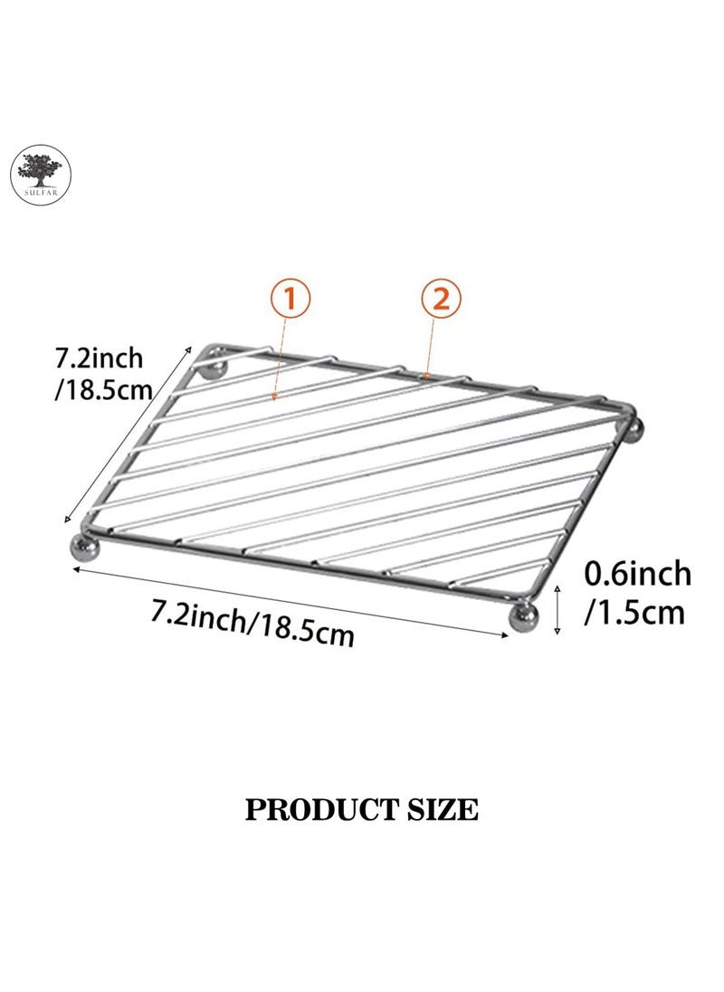 sulfar Sulfar Stainless Steel Hot Pan Grid , Hot Pan Holder, Hot Vessel Stand, Kitchen Rack, Dish Rack, Size Square (Silver) Pack of 3  - Image 2