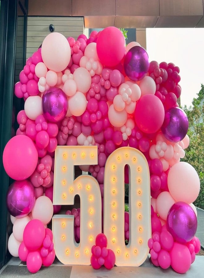 YMSZ Pink Balloons, 67 Pieces 12 Inch Hot Pink Balloons Metallic Chrome for Birthday, Baby Shower, Wedding, Valentine's Day and Princess Party Decoration - Image 5
