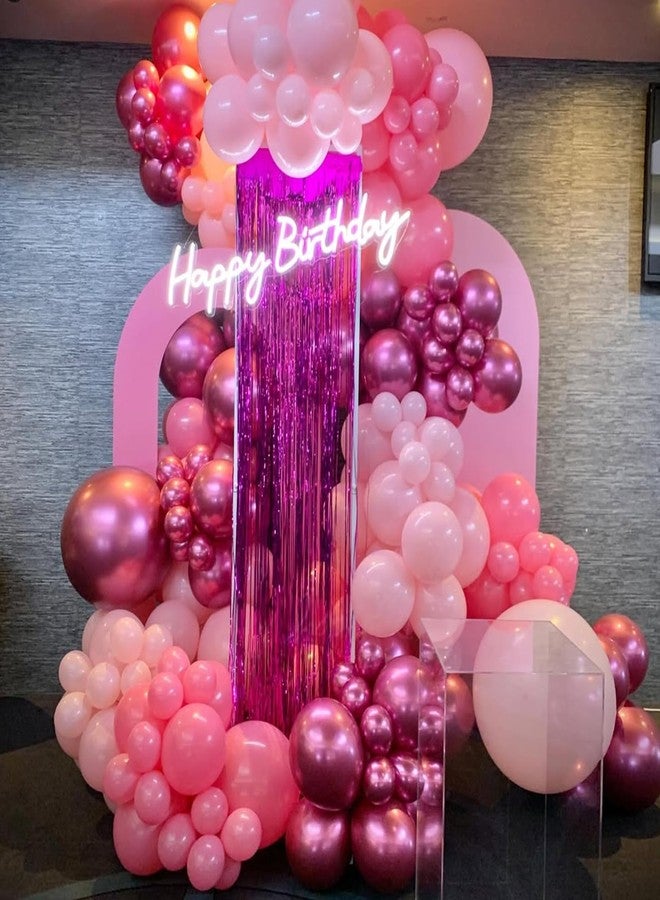 YMSZ Pink Balloons, 67 Pieces 12 Inch Hot Pink Balloons Metallic Chrome for Birthday, Baby Shower, Wedding, Valentine's Day and Princess Party Decoration - Image 4