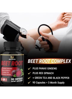 BMVINVOL Beet Root, Green Tea, Red Spinach, Panax Ginseng, Black Paper 90 Capsules  - Image 4