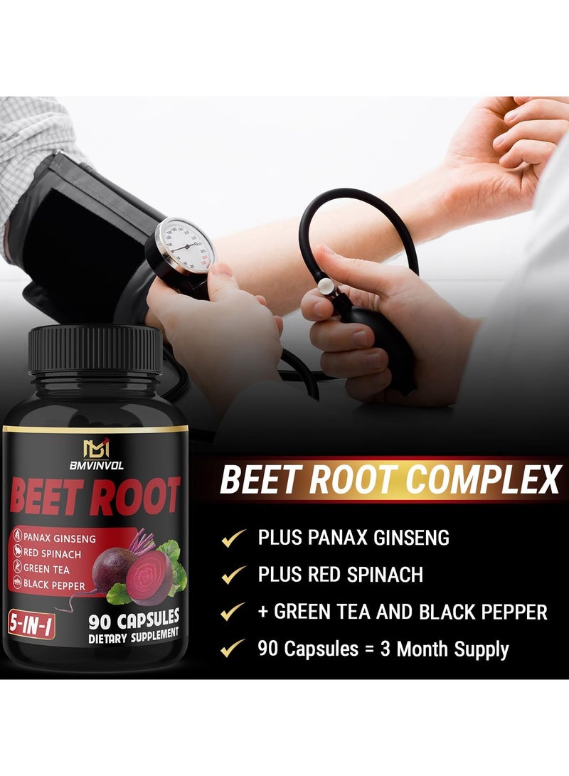 BMVINVOL Beet Root, Green Tea, Red Spinach, Panax Ginseng, Black Paper 90 Capsules - Image 4