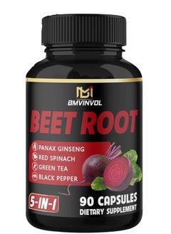 BMVINVOL Beet Root, Green Tea, Red Spinach, Panax Ginseng, Black Paper 90 Capsules  - Image 1