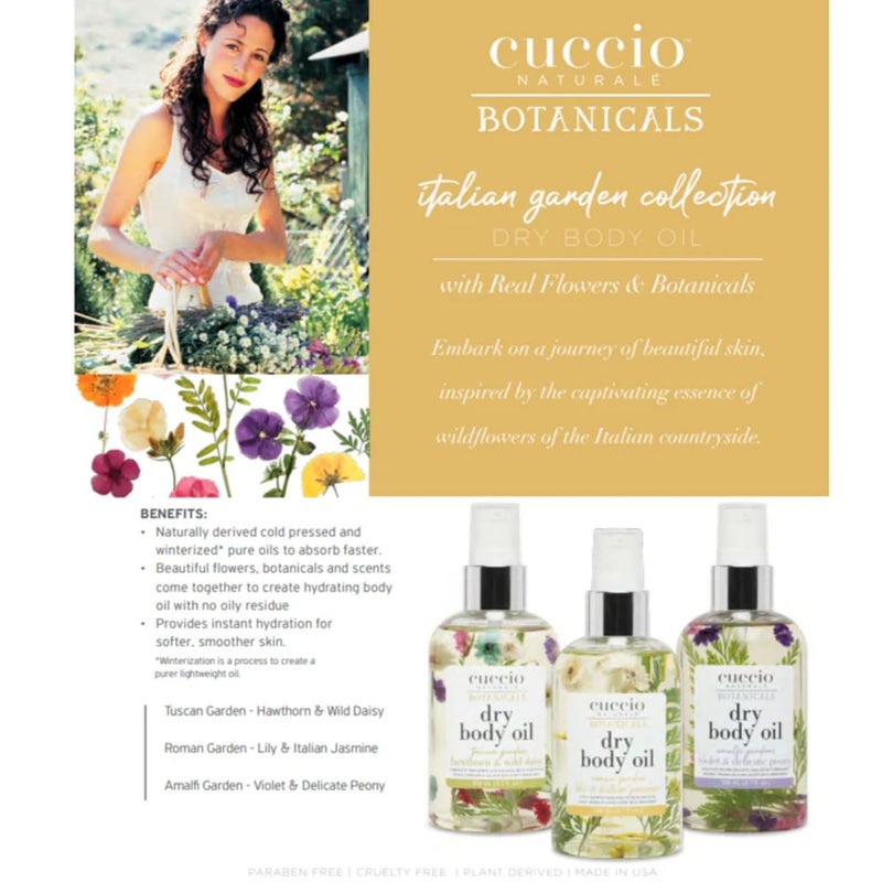 Cuccio Naturale Dry Body Oil - Tuscan Garden Hawthorn & Wild Daisy (3.7 oz) - Real Flower Infused, Fast Absorbing, Non-Greasy Moisturizer for Silky, Nourished Skin - Image 4
