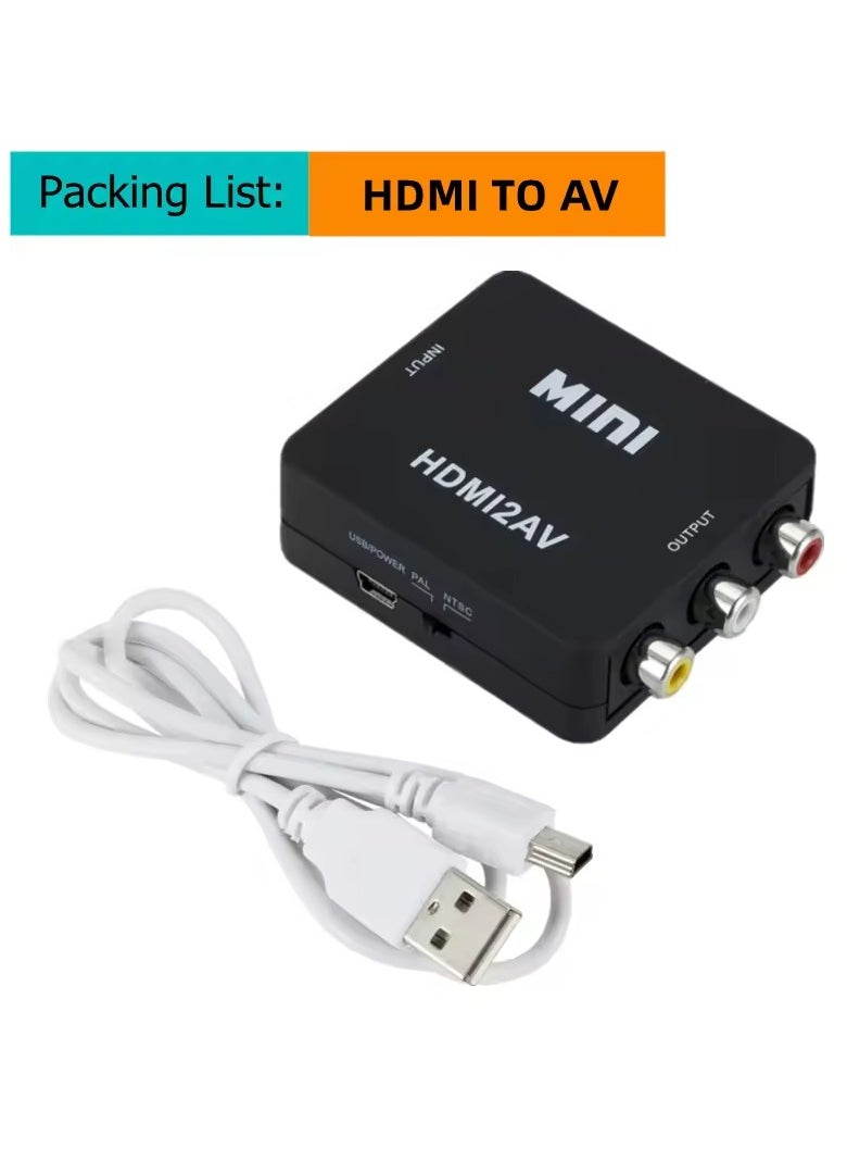 Generic HDMI to AV/RCA Converter, 1080p 3RCA CVBs Composite Video Audio Adapter for TV/PS3/VHS/VCR/DVD/PC/Blu-Ray (Black)  - Image 1