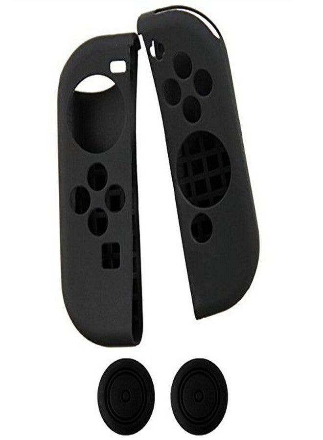 Ambertown 8 in 1 Silicone Protective Skin Soft Shell Case with Thumbsticks Grips Caps Cover for Switch Controller Skin Black - Image 2