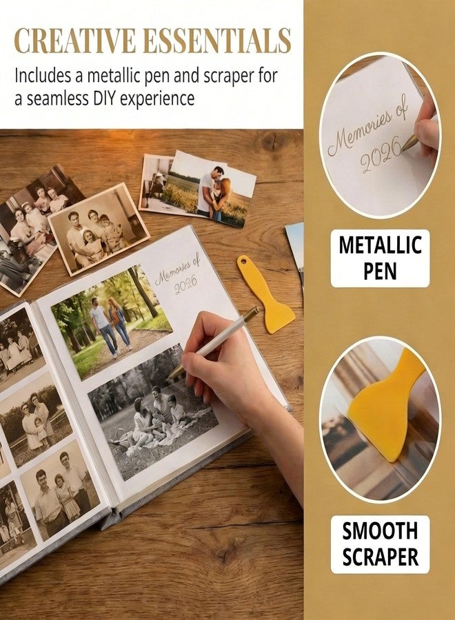 Aenbuslm Photo Album Self Adhesive Pages for 4x6 5x7 8x10 Pictures Scrapbook Magnetic Photo Albums with Sticky Pages Books with A Metallic Pen for Baby Wedding Family 11x10.6 Green 40 Pages - Image 4