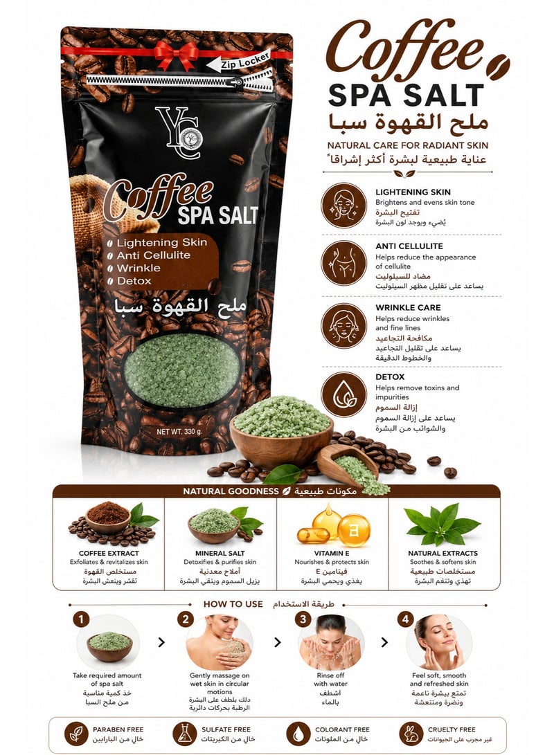YC Coffee Spa Salt Detoxifying Body Scrub & Exfoliating Bath Salt, 330g - Image 2
