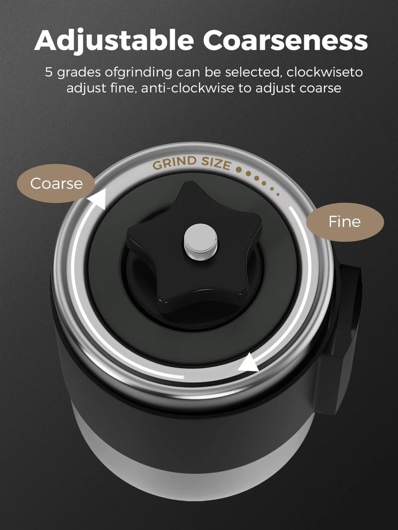 SimCoker Manual Coffee Grinder,Ceramic Burr Hand Coffee Grinder for Espresso,Adjustable Grind Setting,Portable Coffee Bean Grinder for Home,Office,Travelling,304 Stainless Steel - Image 4