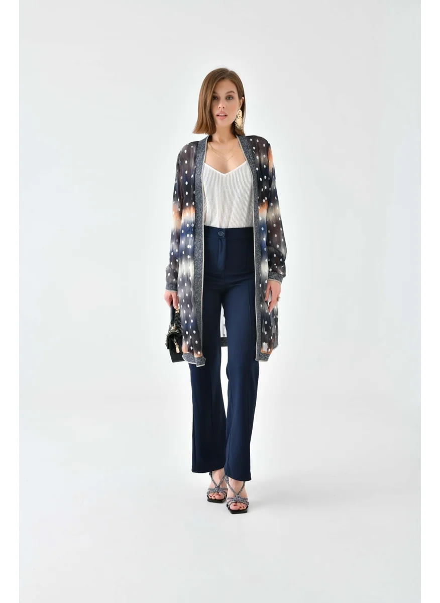Garmi Women's Patterned Ribbed Cape Saxe Blue