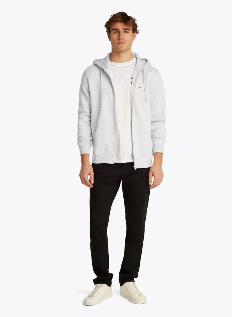 تومي جينز هودي ناعم بنمط ممشط بسحّاب