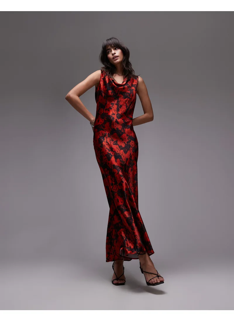 TOPSHOP Built Up Cowl Neck Maxi Dress