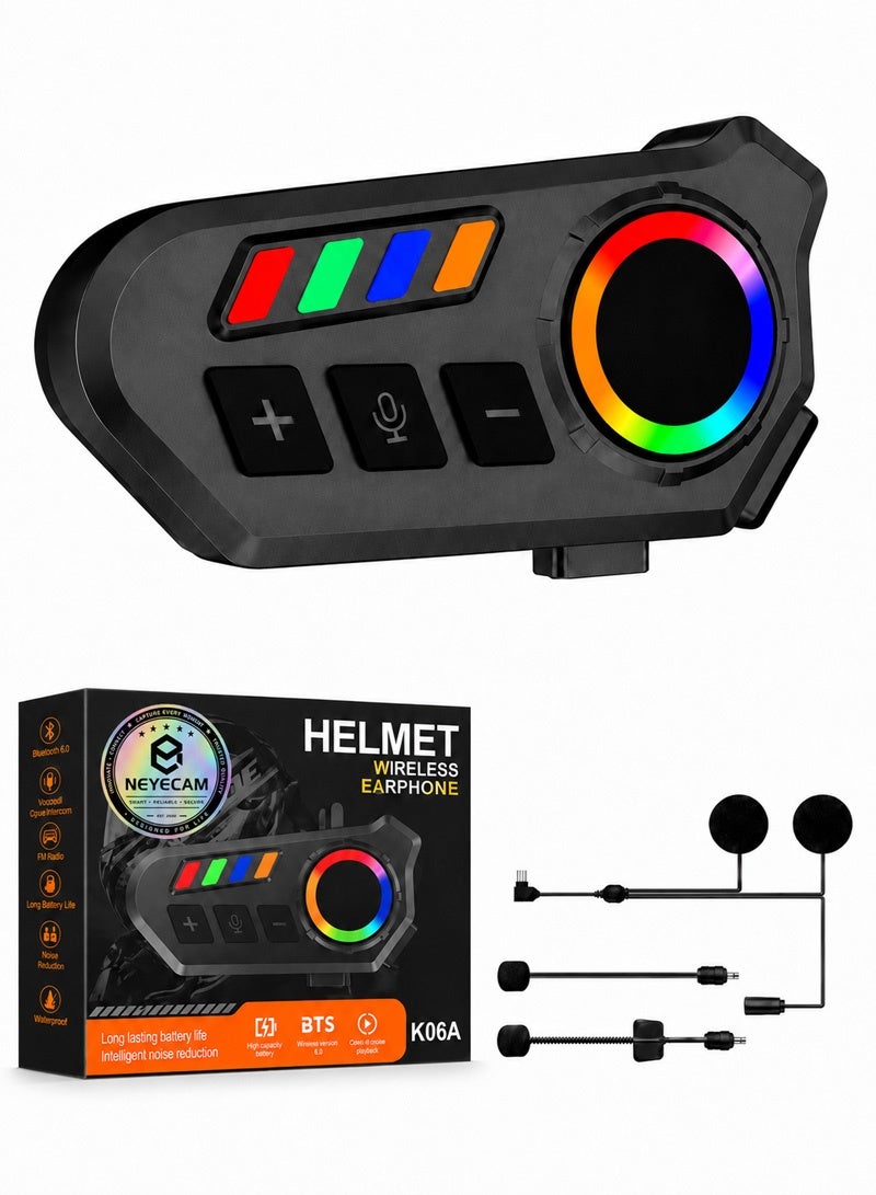 Neyecam Motorcycle Bluetooth 6.0 Helmet Headset, Audio System with Audio Multitasking, Music Sharing, FM Radio, 40mm Hi-Fi Speakers, IP65 Waterproof - Image 1
