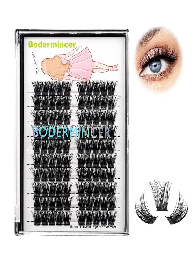 Bodermincer 100 Clusters/box Home Eyelash Extension Thick Segmented 3D Effect Glue Bonded Individual Eyelash Extension Eyelashes Bunches Professional Makeup False Eyelashes (14MM) - Image 2