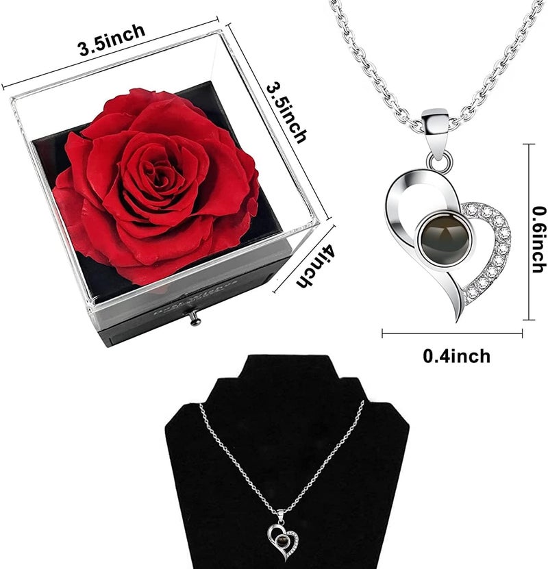 MIRTONICS MIRTONICS Gifts for GirlfriendWifeLoveMarriage for Wife Preserved Rose Flower with Heart NecklaceValentine Gift for GirlfriendCute Birthday Gift for Wife Special LoveAdult - Image 2