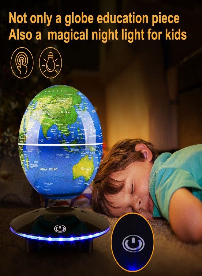 UVEHAS Magnetic Levitating Globe, 6 Inch LED Levitation Floating World Map Globe, Auto Rotation Suspended in Mid-air with Touch Control for Home Office Desk Decoration - Image 3