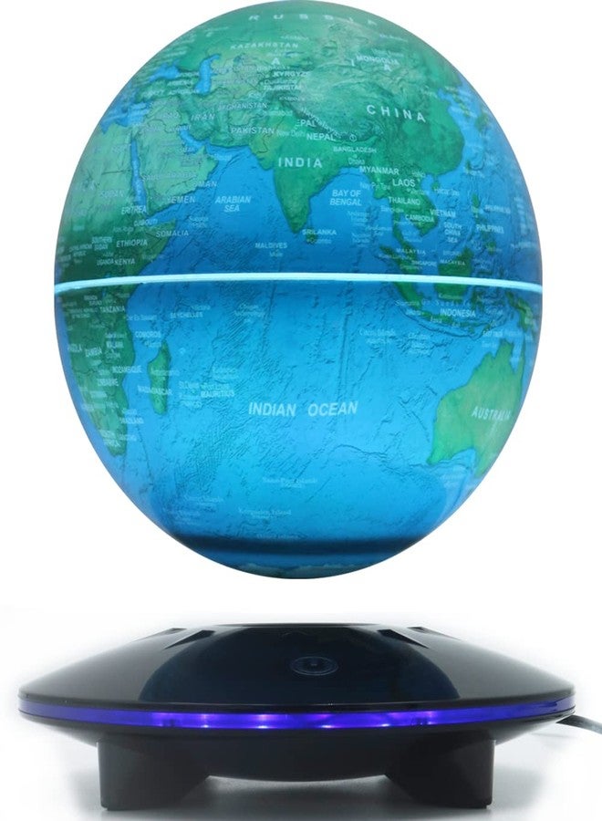 UVEHAS Magnetic Levitating Globe, 6 Inch LED Levitation Floating World Map Globe, Auto Rotation Suspended in Mid-air with Touch Control for Home Office Desk Decoration - Image 1